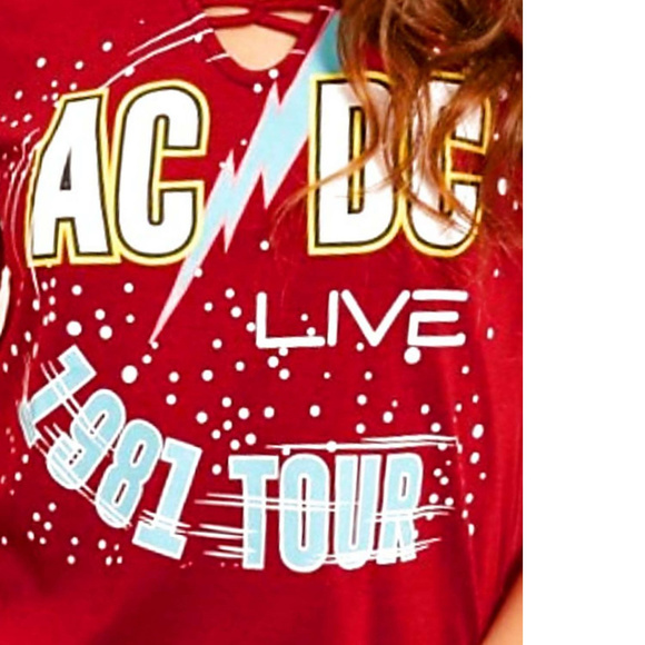 AC/DC 1981 Tour Looped Lattice metal rock Official T-Shirt M NWT - Picture 2 of 3